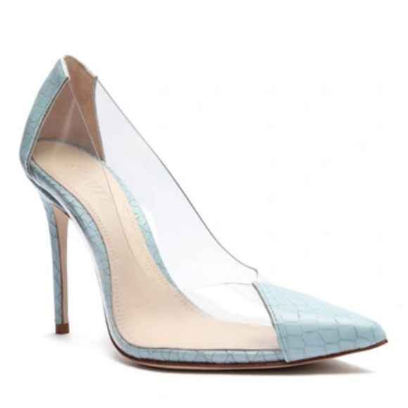 Schutz Censi blue snakeskin transparent pumps size 7.5 - Picture 1 of 12